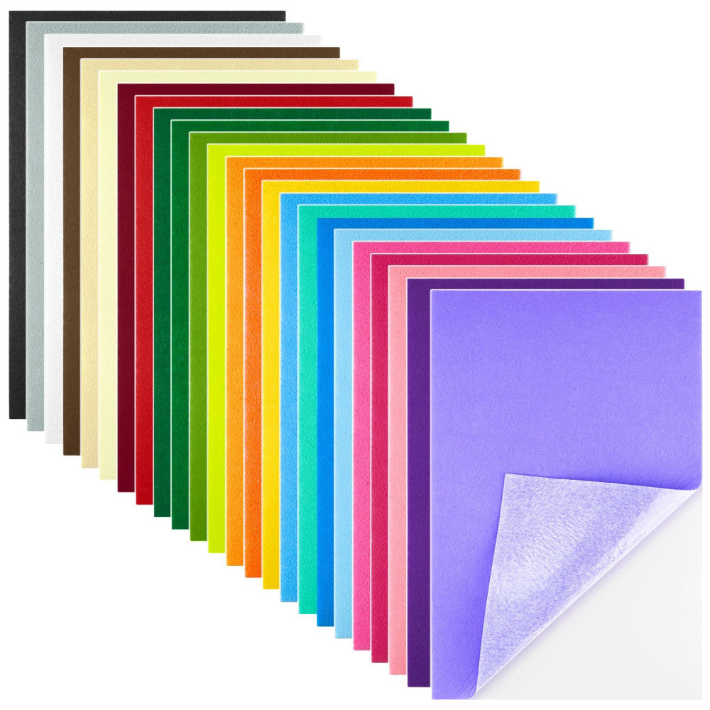 24 Pcs Self Adhesive Felt Sheet Soft Felt Sheets with Adhesive Backing for Ar...