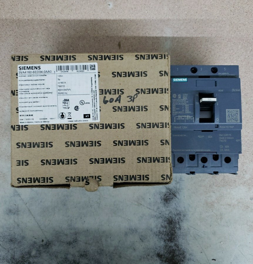 1) New Old Stock! SIEMENS 3VA4160-6ED34-0AA0 CIRCUIT BREAKER 3P 480V 65kA  