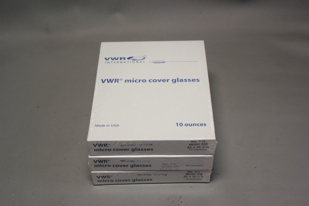 LOT OF 3 NEW BOXES OF VWR MIRCO COVER SLIDE GLASSES 48393