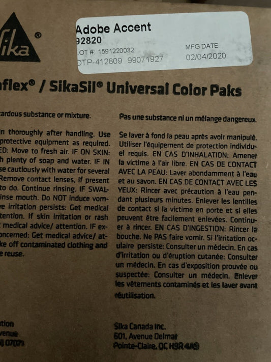 (16) SIKA / SIKASIL UNIVERSAL COLOR PAKS ADOBE ACCENT 92820