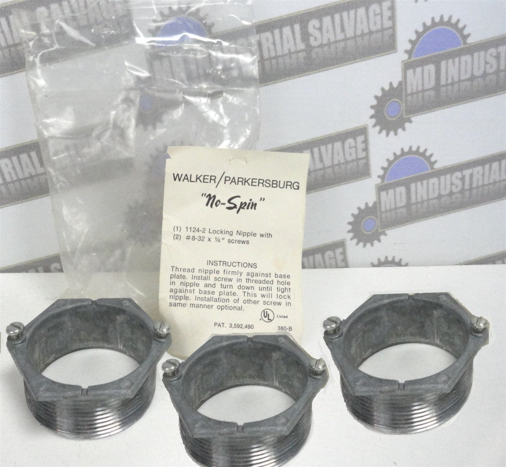 (3 pcs.) Walker/Parkersburg "NO SPIN" (2") 1124-2 Locking Nipple -NEW in Package