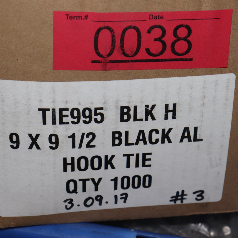 (1000-Pk) AL Hook Tie Black 9 X 9-1/2 TIE995