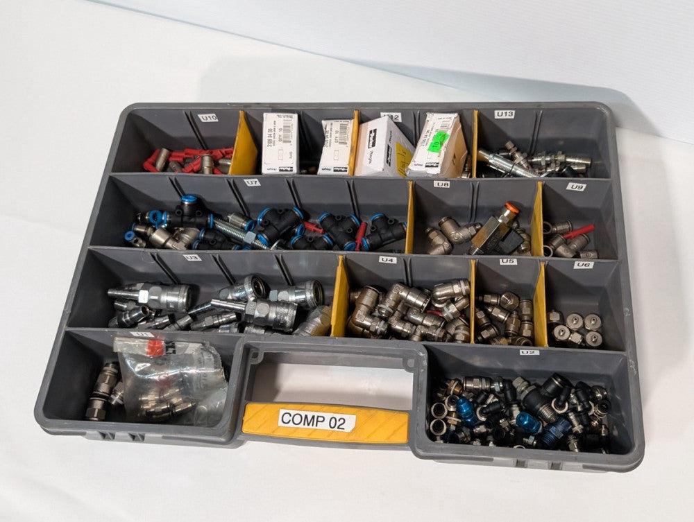 Large Mixed Lot of Compressed Air Fittings - 90 Degree Elbow, Push In T, Festo
