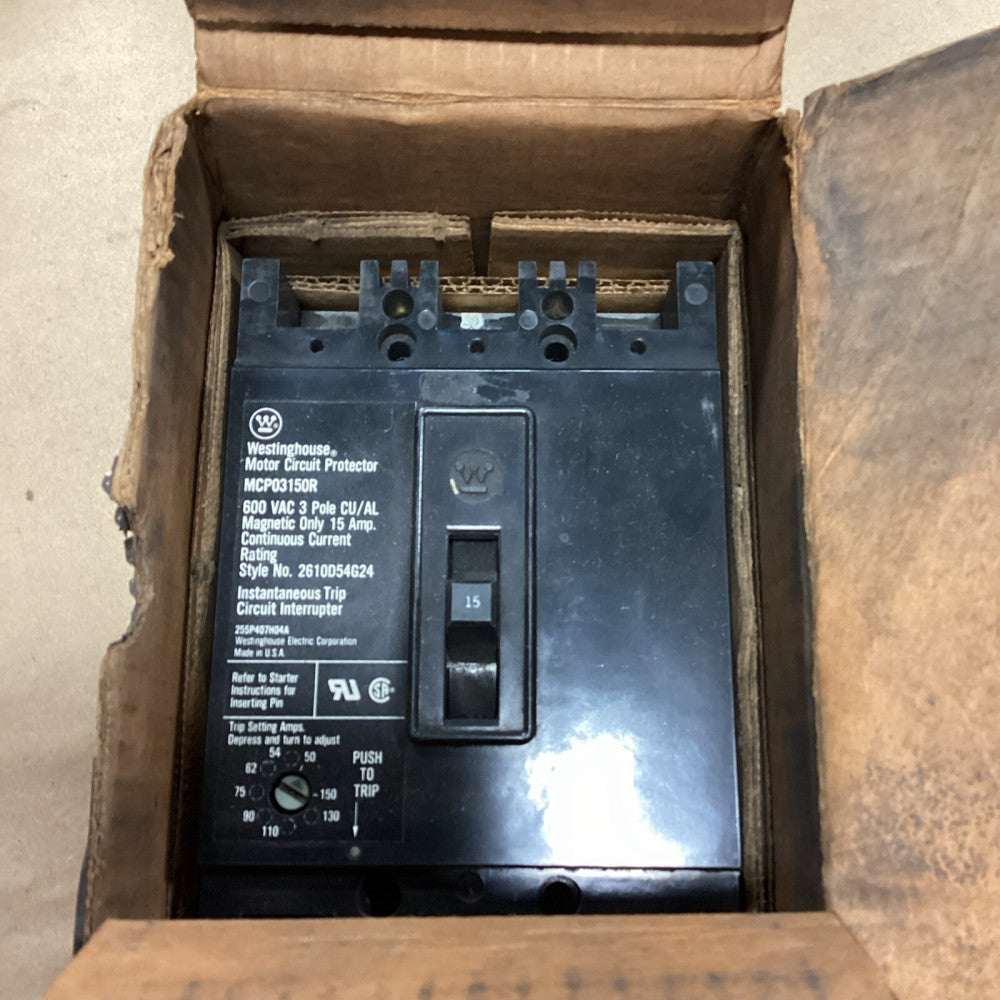 WESTINGHOUSE MCP03150R 600 VAC 15 Amp 3 Pole CIRCUIT BREAKER