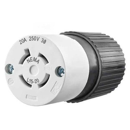 Bryant 71520Nc Locking Connector, L15-20R, 20 A, 250V Ac, Three Phase, 3 Pole,