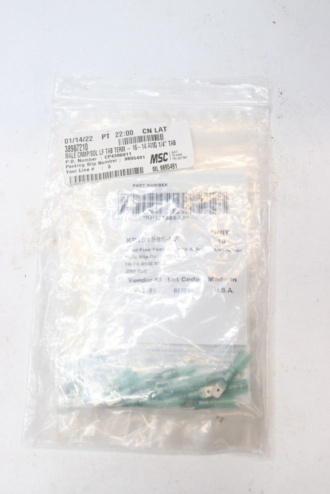 (20-Pk) MSC Heat Shrink & Polyolefin Insulation Terminal 1/4" Wide 38987210