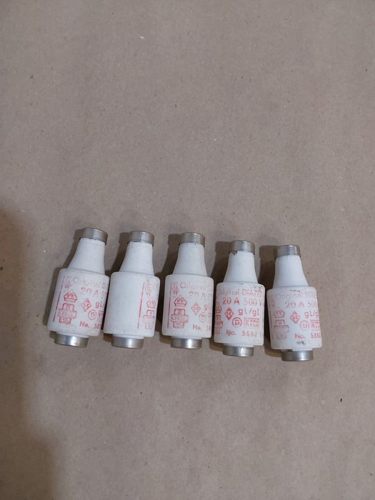 Original Diazed 20A 500V Bottle Fuses 5SB27 (Lot Of 5)