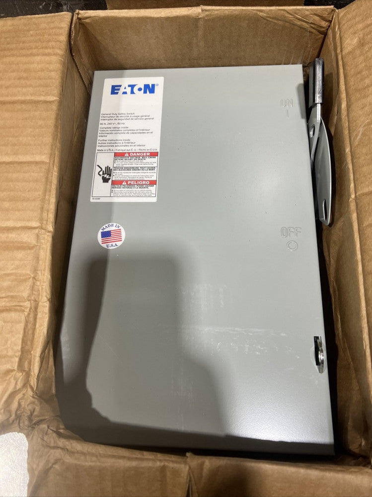Eaton DG222UGB Non-Fusible Safety Switch, 60A, 2 Pole, 240V Nos Surplus