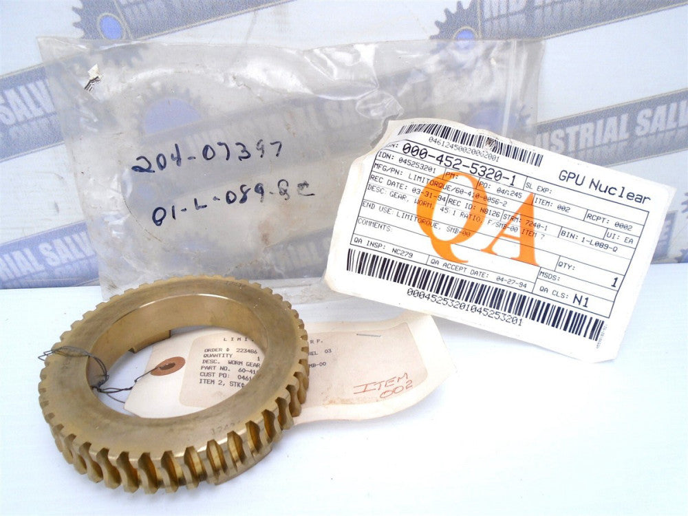 LIMITORQUE - Worm Gear HB 45:1 Ratio - SMB , HMB-00 - Part # 60-410-0056-2 (NEW)