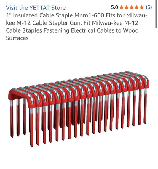 1" Insulated Cable Staple MNM1-600 for M12 Cable Stapler Gun 2448-20