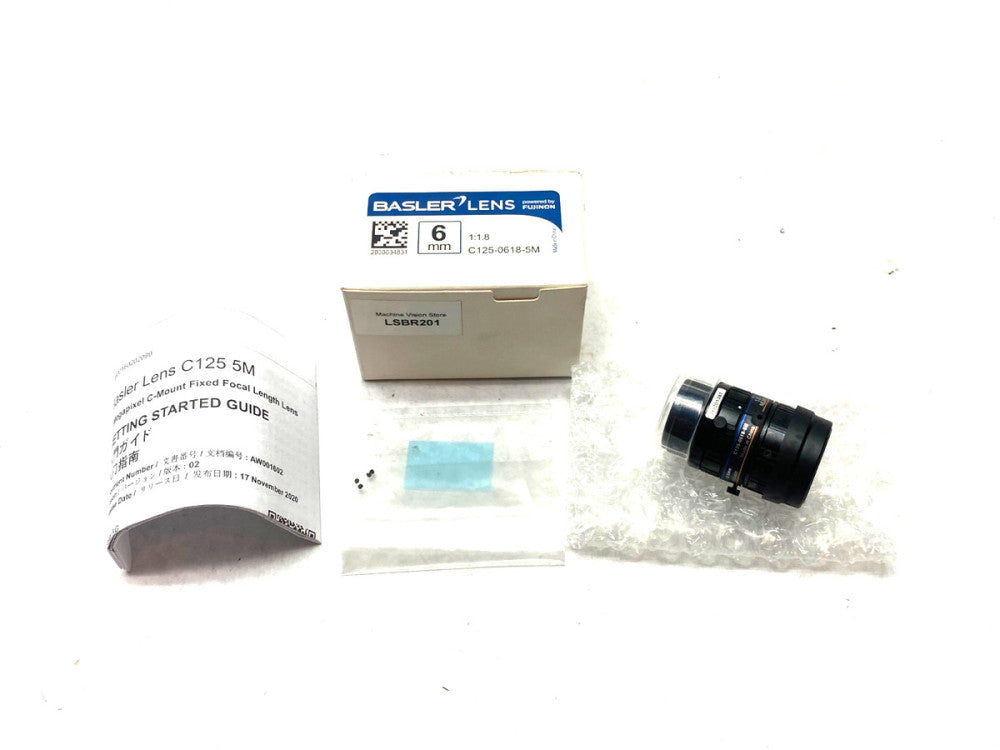 Basler C125-0618-5M Fujinon C-Mount Fixed Focal Length Lens 6mm 1:1.8