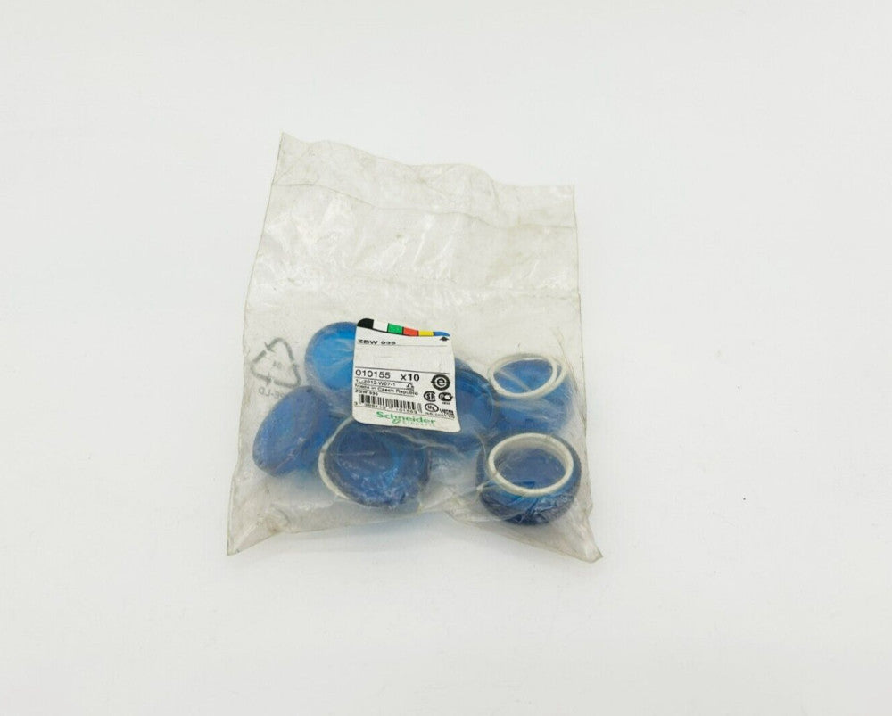 Bag of 10 New Telemecanique ZBW-936 Blue Lense Caps, 010155, ZBW936