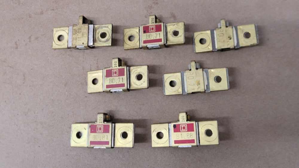 Lot of 7 Square D Thermal Overload Relay Heaters B0.71 B0.81 B1.88