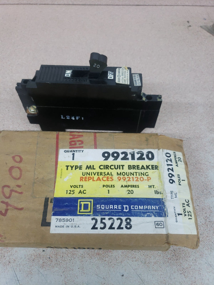 SQUARE D 992120-P 1P 125V 20 AMP CIRCUIT BREAKER - NEW 