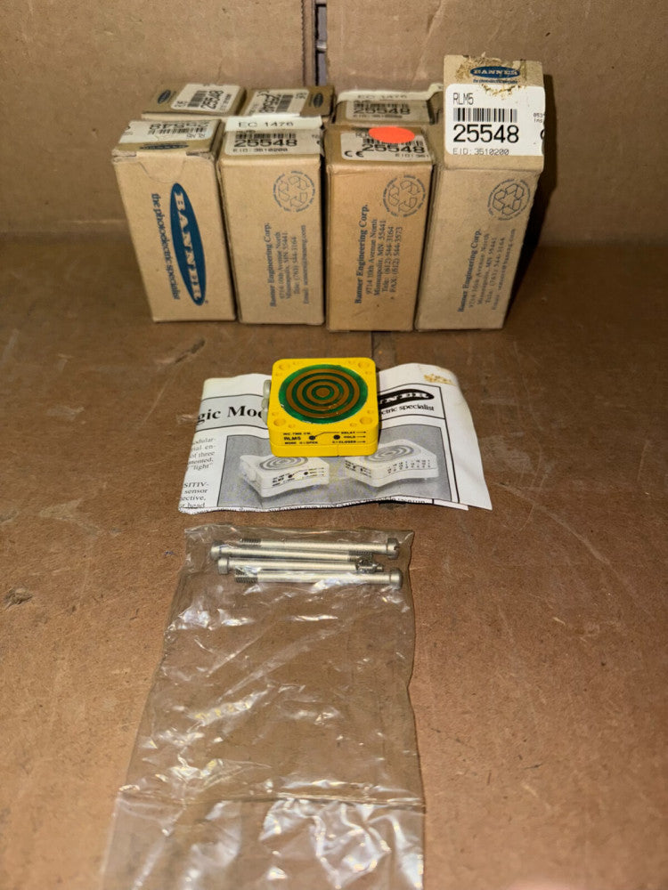 LOT OF (8) BANNER ENGINEERING RLM5 MINI-BEAM LOGIC MODULES, NEW-OPEN BOX!