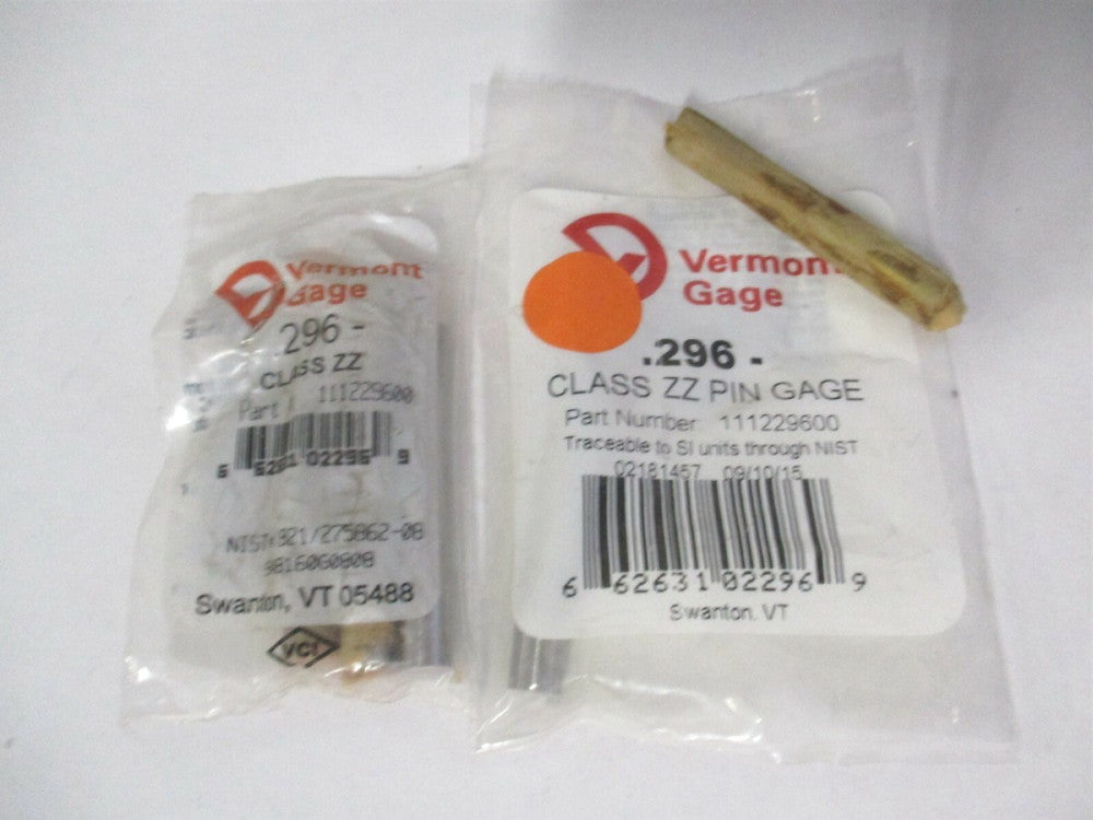 Vermont Gage (111229600) 0.296" Diam Class ZZ Minus Plug & Pin Gage - Lot of 5