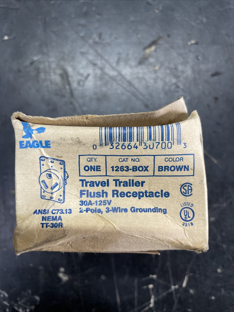 NEW OLD STOCK! EAGLE 1263-BOX  RECEPTACLE  30A 125V 2 POLE 3 WIRE