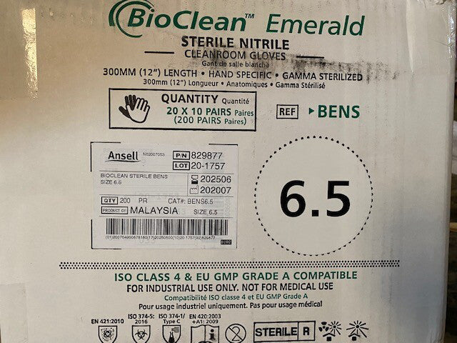 Ansell Cleanroom Glove BioClean™ Emerald BENS Size 6.5, EXP 06/2025