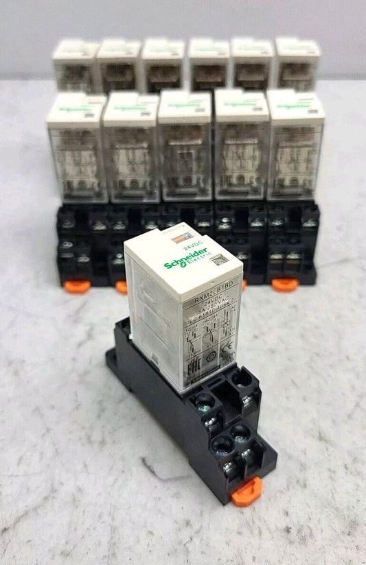 12 Pack Schneider Electric RXM2LB1BD Plug-In Relay With Tend PYF-08N Socket