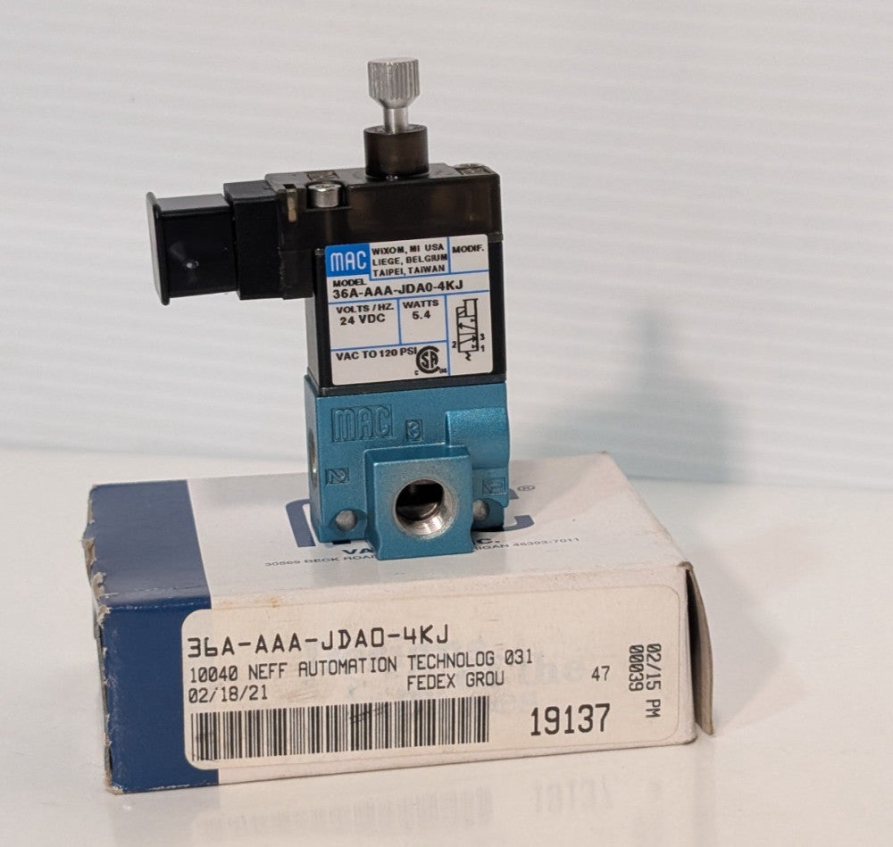 MAC Valves 36A-AAA-JDA0-4KJ Pneumatic System Solenoid Poppet Valve, 120PSI Max