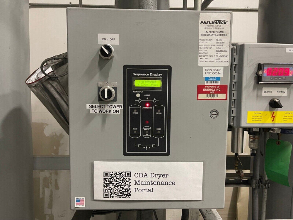 PNEUMATECH PE-1250 HEATED REGENERATIVE GAS DRYER