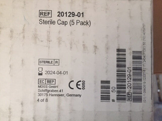 (Case of 50) 2012901 / 20129-01 CAP STERILE - 5 pack, Exp 04/2024 (NEW)
