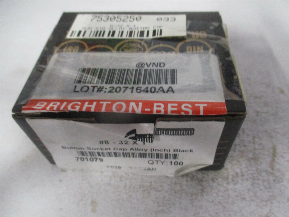 (701079P) #8-32 UNC Alloy Steel Hex Socket Button Cap Screw - Pack of 100