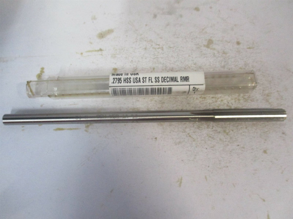(433-0.2795) 0.2795" x 1-1/2" x 6" Straight Shank HSS 6-Flute Chucking Reamer 