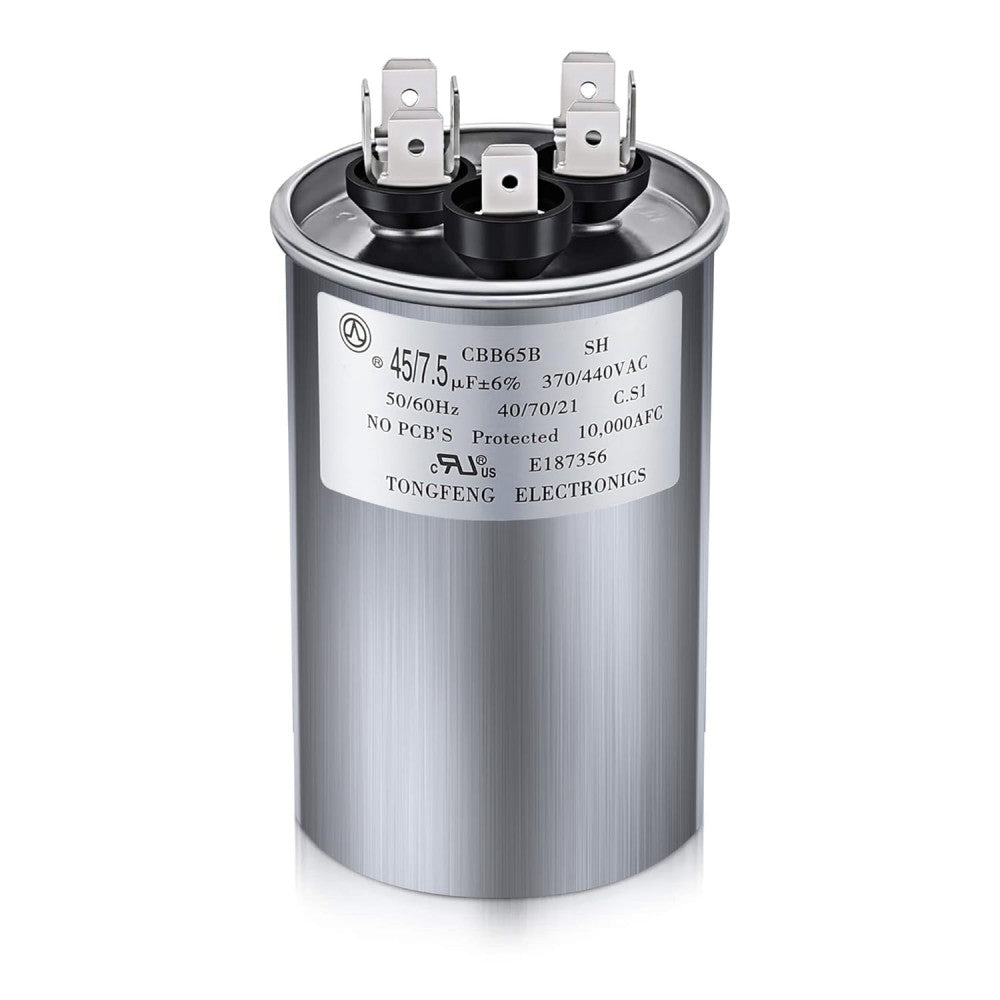 45/7.5 MFD Uf 370/440V CBB65 Dual Run round Capacitor for AC Motor, HVAC Capacit