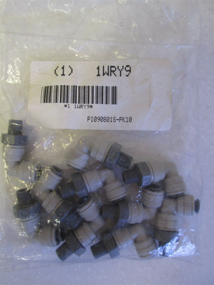 Lot of 10 John Guest 90 Swivel Elbow, 1/4 in. Tube, 1/8 BSPT Gray