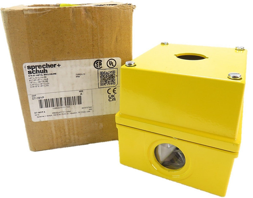 Sprecher + Schuh D7-1MYP Yellow Metal Enclosure Type 4,13 1 Hole NEW IN BOX