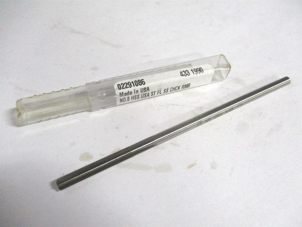 (433-0.1990) #8 1-1/4" x 5" OAL Straight Flute HSS 6-Flute Chucking Reamer 