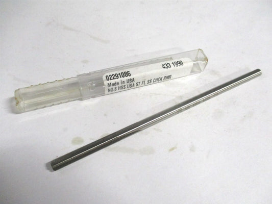 (433-0.1990) #8 1-1/4" x 5" OAL Straight Flute HSS 6-Flute Chucking Reamer 