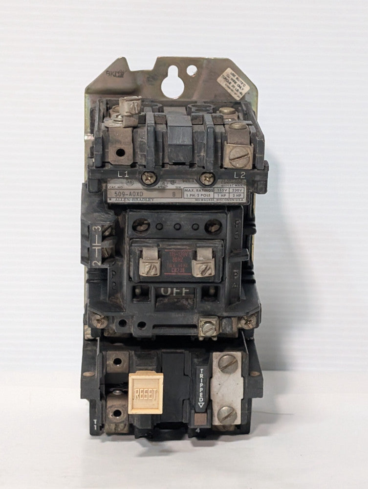 Allen Bradley 509-A0XD Motor Starter, Series B, Nema Size 0, 1 Phase, 509-AOXD