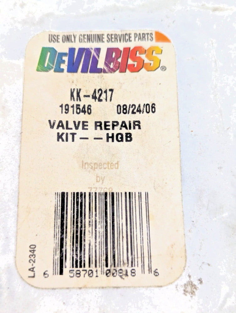 DEVILBISS KK-4217 VALVE REPAIR KIT, FOR HGB FLUID REGULATORS [OF25]