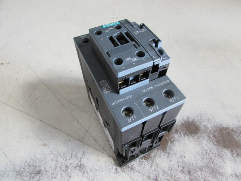 SIEMENS SIRIUS 3RT2036-1AV60-0UA0 480V 60HZ 45AMP NEMA SIZE-2 NICE USED TAKEOUT