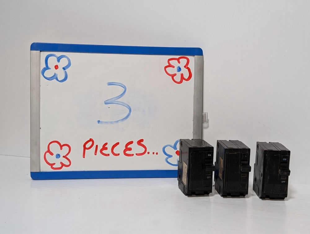 Lot of 3 Square D Circuit Breakers, 15 Amp, 2 Pole