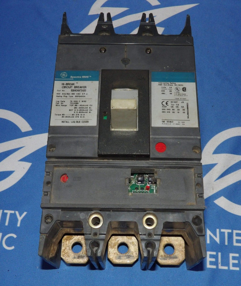 General Electric SGHA34AT0400 400A 3 Pole 480VAC Circuit Breaker w/o Trip + 1...