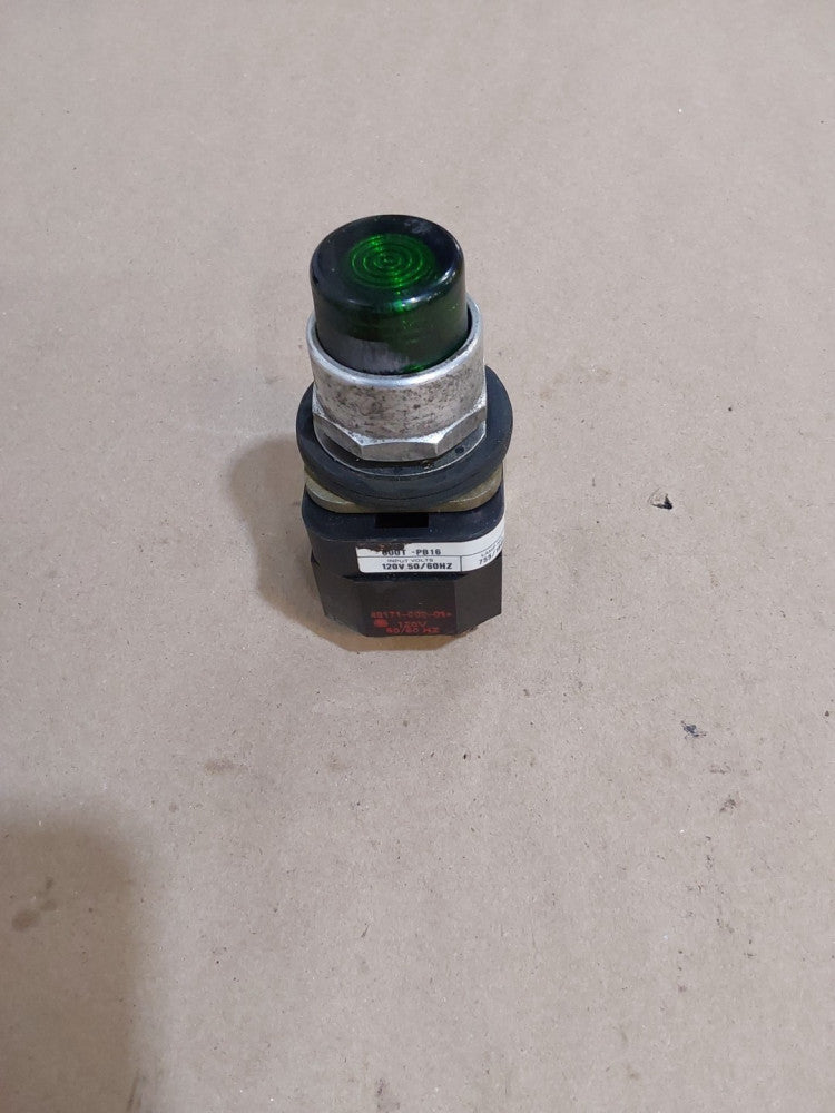 ALLEN BRADLEY - 800T-PB16 ILLUMINATED GREEN PUSH BUTTON - SERIES T - 120 V.