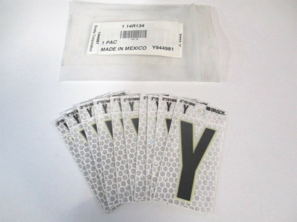 Brady (3000-Y) 1-1/2" x 2-3/8" OAL Glow In The Dark Y Letter Label - Lot of 10