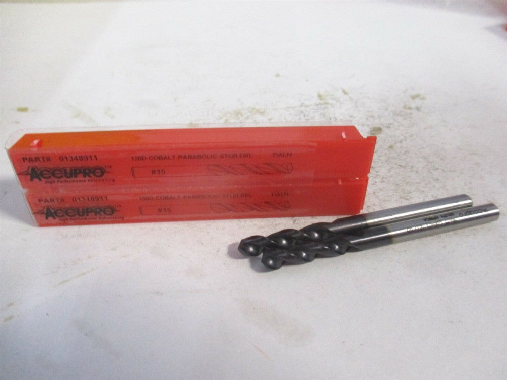 (1630457A-AC) #15 130° Parabolic Flute Cobalt Screw Machine Drill Bit - Qty 2