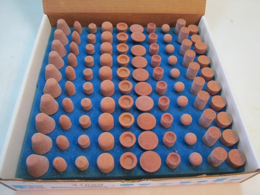 Modern Abrasives 100 PC Mounted Wheel Set 1/4" Shank 10 Different Shapes New USA