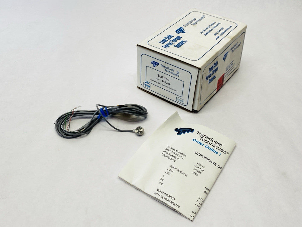 Transducer Techniques SLB-100 Strain Gauge Compression Load Cell 0-100lb