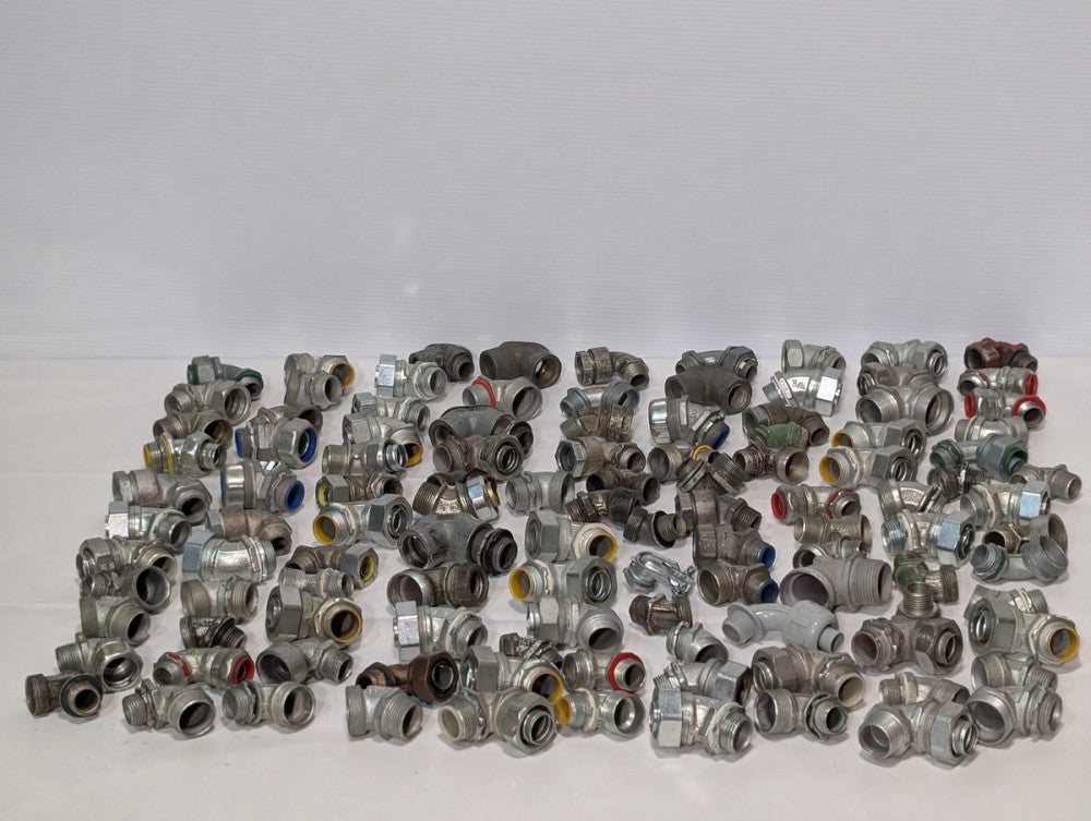 Lot of Assorted Conduit Fittings Connectors Industrial Hardware Elbow, Raco,More
