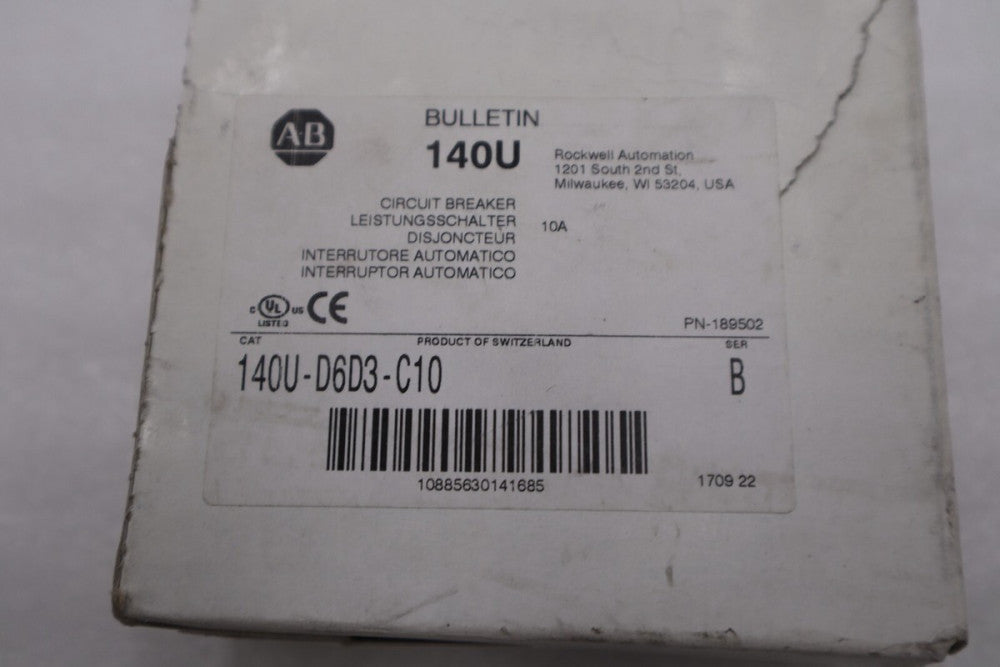 NEW Allen Bradley 140U-D6D3-C10 Molded Case Circuit Breaker STOCK H521A