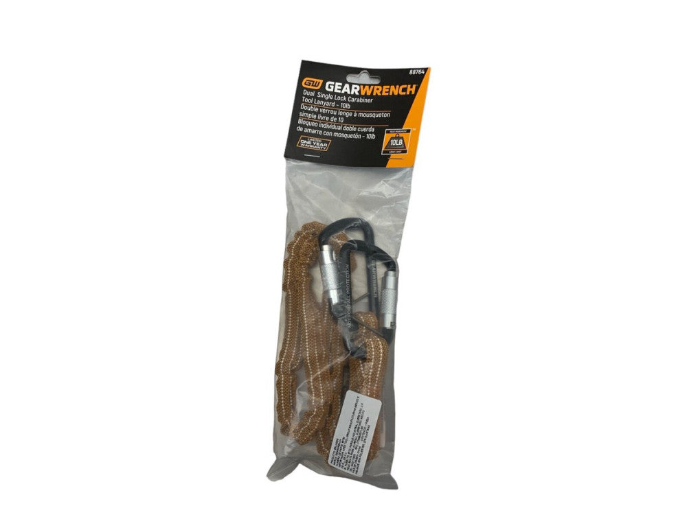 GEAR WRENCH Dual Single Lock Carabiner  Tool Lanyard 88764 - 10 LB
