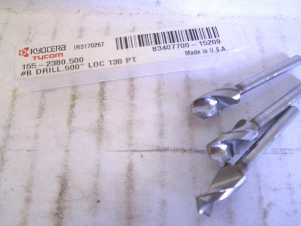 Kyocera (155-2380.500) 1/8" Carbide Inverse Diameter Micro Drill Bits - Lot of 3