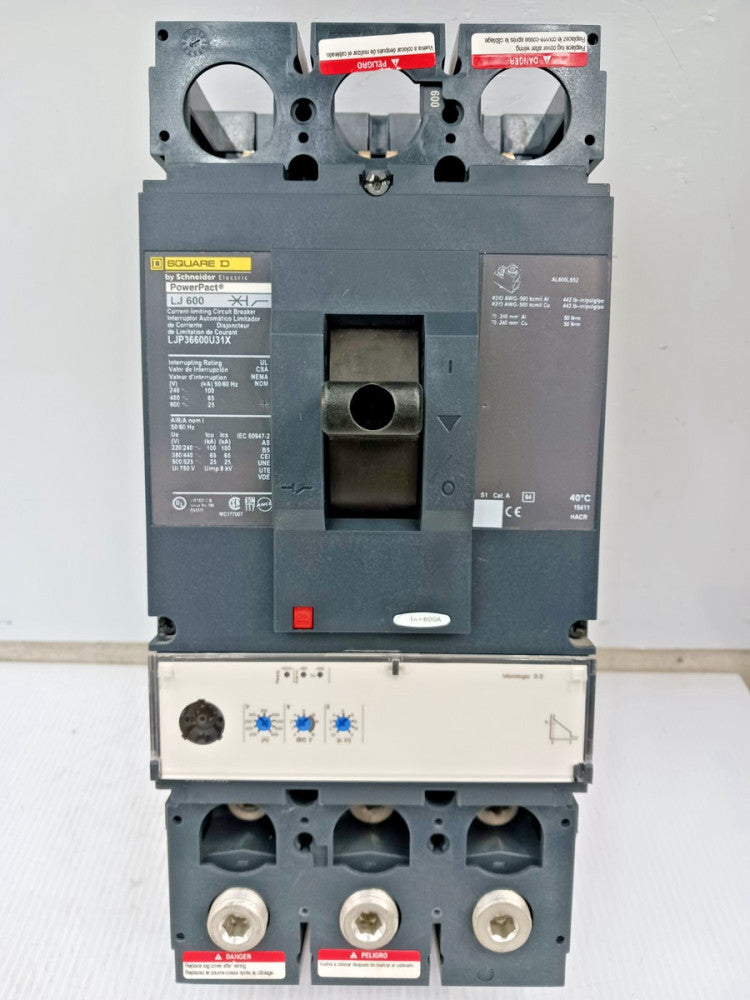 Square D PowerPact 600 Amp Circuit Breaker 3 Pole 600 VAC 65kA LJP36600U31X