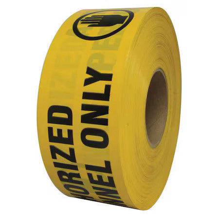 Zoro Select 3 X 1000' 4-Ml Barricade Tape, Authorized Personnel Only, Yellow, 3