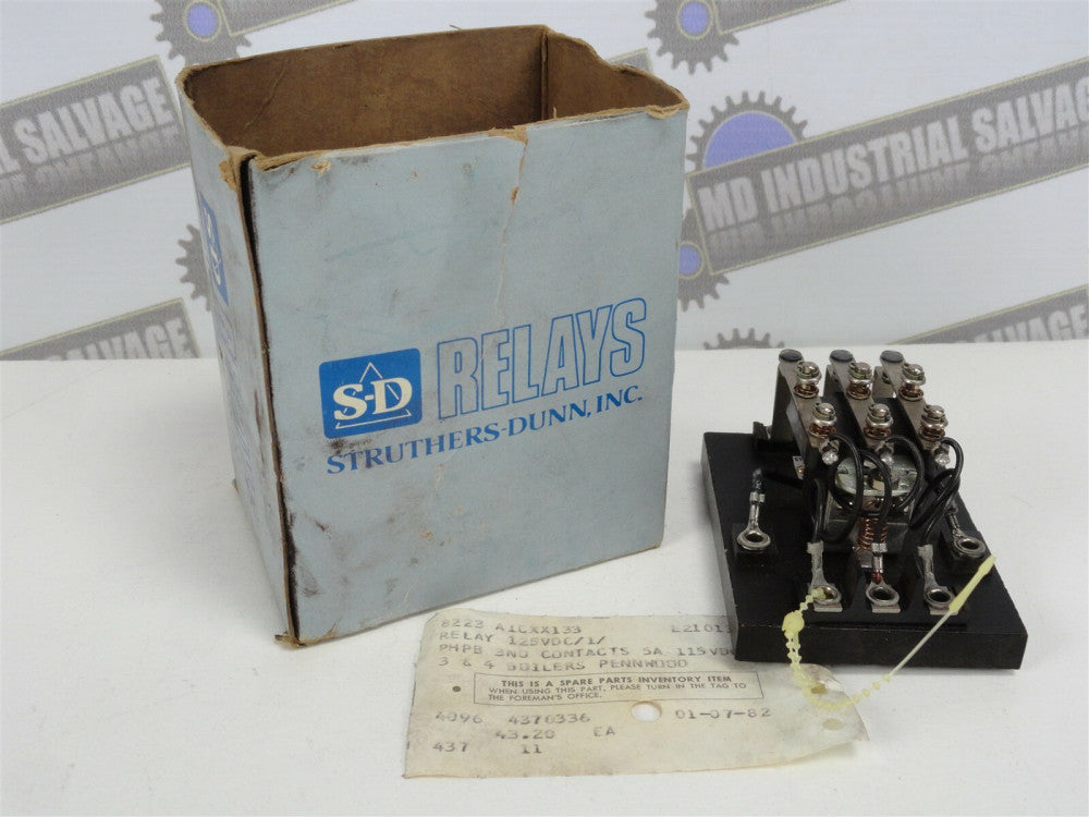 STRUTHERS-DUNN - POWER RELAY - A1CXX133, 125vdc, .5A Contacts 3 (NEW in BOX)